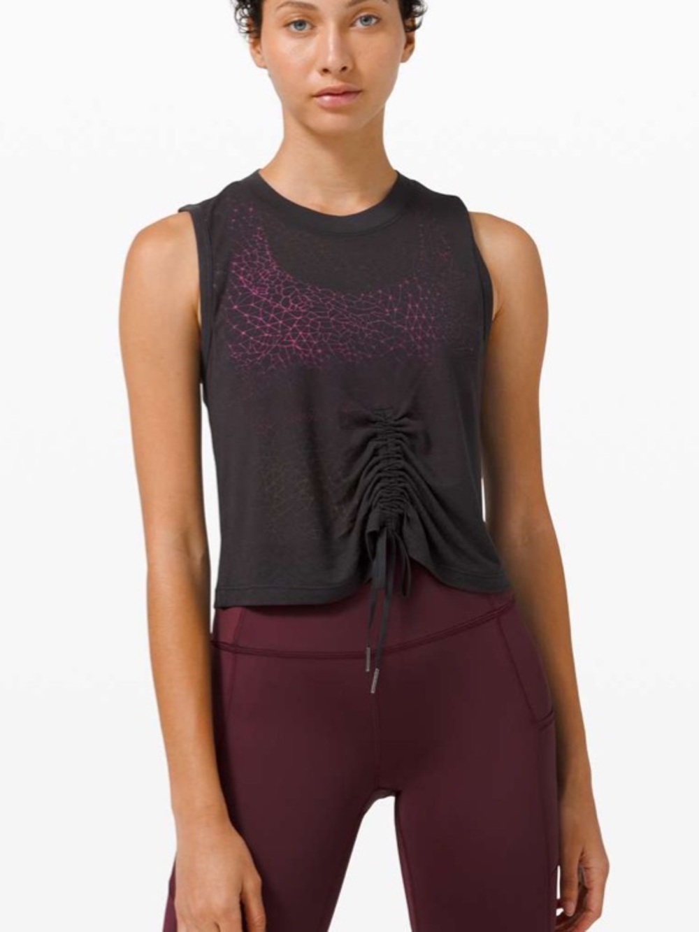 Lululemon Cinch Me Up Front Tank Veil Black Burnout size 8 $48